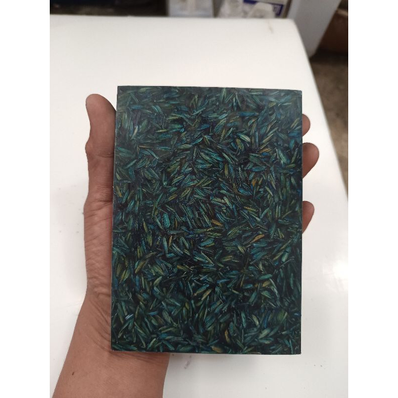 Micarta Resin epoxy micarta motif gabah biru, untuk handle/gagang  pisau dll