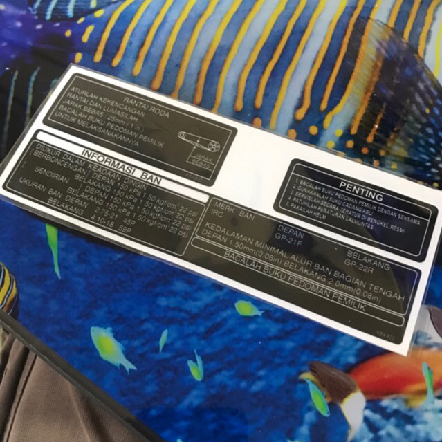 stiker informasi ban CBR CB150 VERZA MEGAPRO