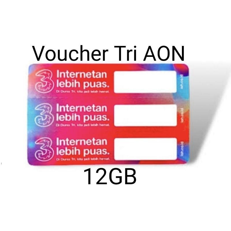 VOUCHER KUOTA DATA 3 / THREE / TRI AON 12GB Three Kuota Paket Data Internet