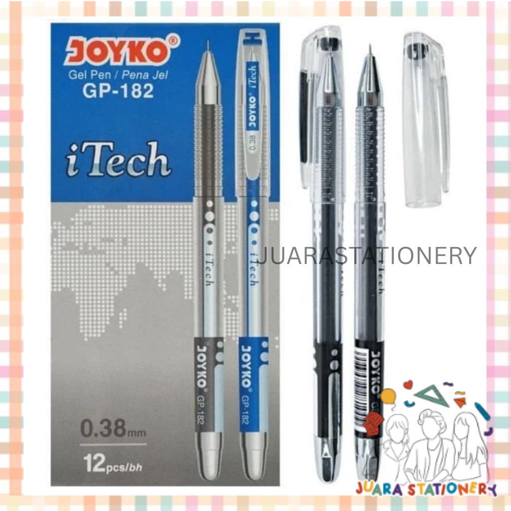 

(1193) JUARASTATIONERY Pulpen Hitech Joyko Itech Hitam GP-182 0.38 mm / Pulpen Gel Pulpen Tinta