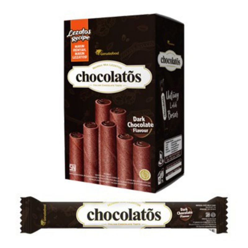 

CHOCOLATOS Wafer Stik 1 Box isi 24 DARK COKLAT Wafer Roll 1000an