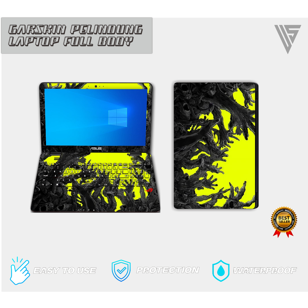 Garskin Laptop Full Body Asus / Acer / Lenovo / Sony / MSI Dll Free Custom Gambar
