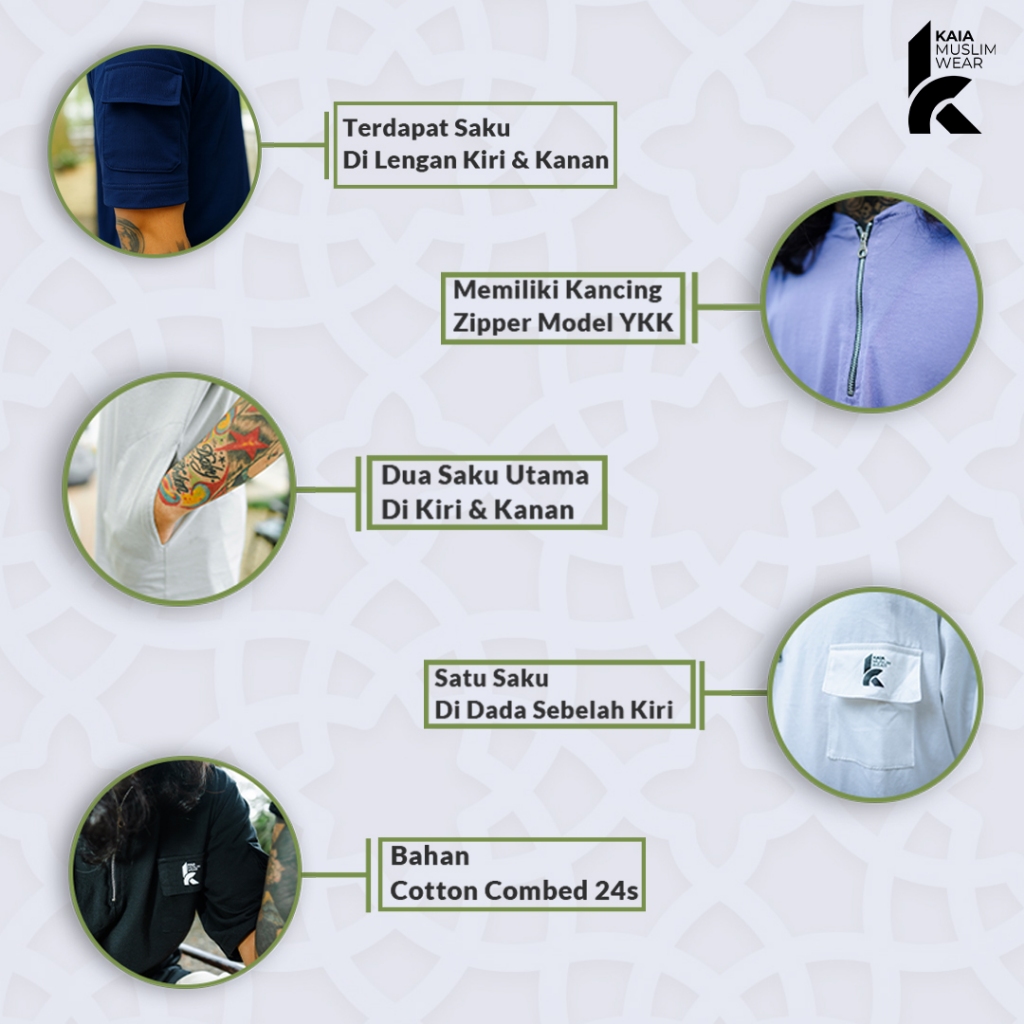 Terbaru Kaiamuslimwear - Baju Kaos Kurta Tactical Pria Islami Dengan Kerah Mandarin