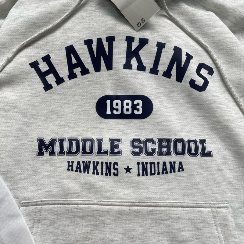 NEW Hoodie Jaket HAWKINS Indiana free bag Lembut Nyaman Sweater Tebal Digital Pria Wanita Unisex