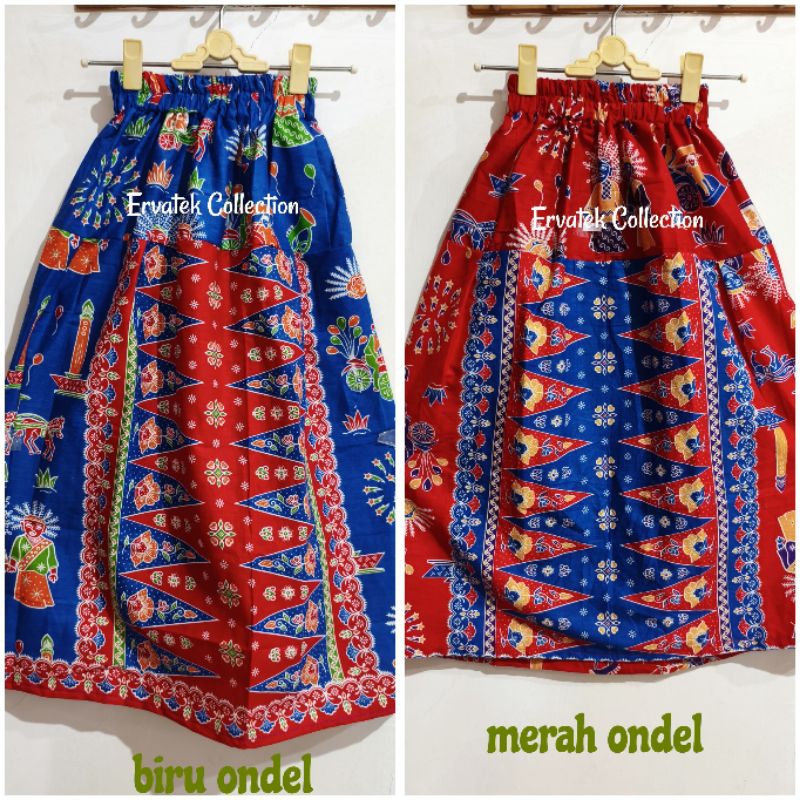 Rok Tumpal Anak Panjang Motif Batik Ondel-Ondel Jakarta / Rok Bawahan Batik Anak Perempuan untuk Keb