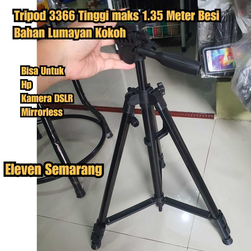 tripod Hp Mirrorless Bahan lumayan kokoh Tripod besi tinggi Tripod 3366 Tinggi maks 1.35 Meter Tripo