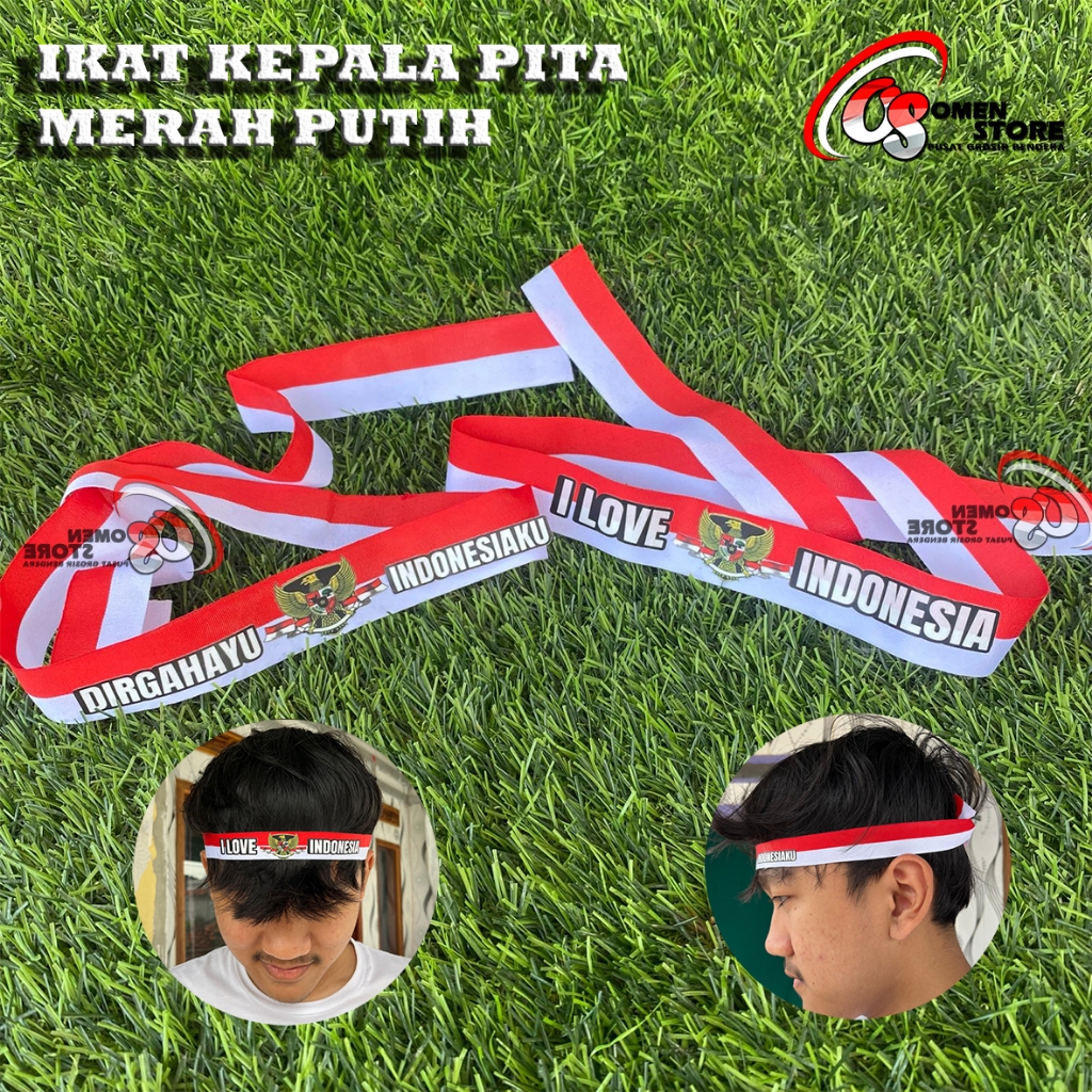 AKSESORIS IKAT KEPALA PITA MERAH PUTIH || SATUAN