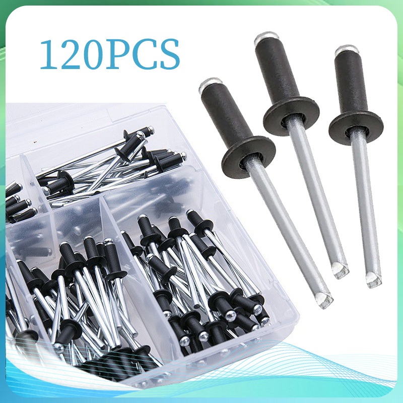 Tang Rivet Tembakan Paku 120pcs Paku Rivet Hitam Blind Rivet Paku Rivet Ukuran M2.4/M3.2/M4