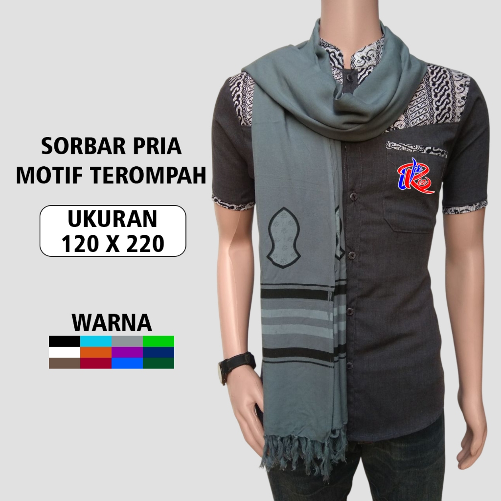 Sorban Pria Motif Terompah  Rida Solo Surban Santri Panjang