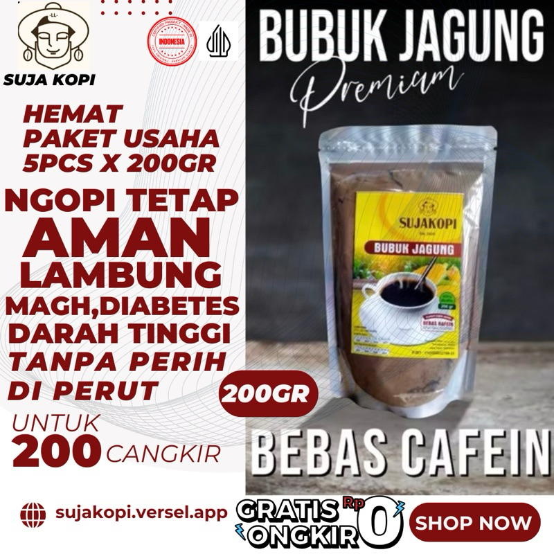 

Suja kopi bubuk kopi jagung Paket usaha 5pcs ( 1kg ) bubuk kopi jagung 100% murni aman magh lambung dan diabetes free deabetasol tidak mengandung kafein aman magh diabetes darah tinggi tanpa bahan pengawet
