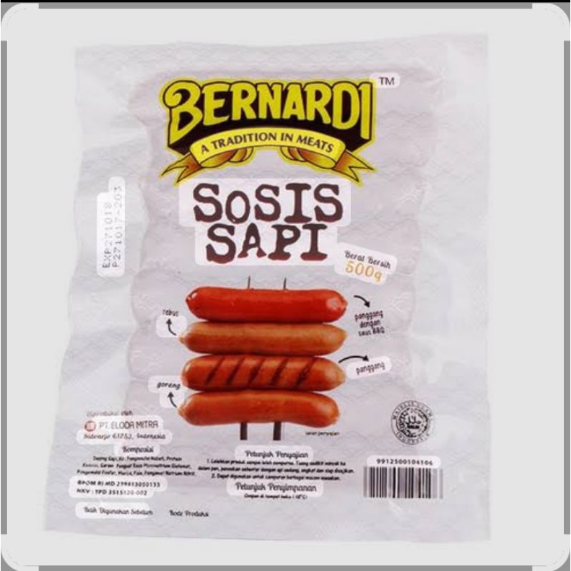 

Bernardi Sosis Sapi 12 Cm 250 gr isi 6 pcs