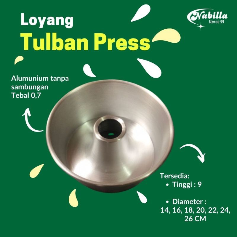 Loyang bolu baking pan / Bima /tulban press alumunium 0,7
