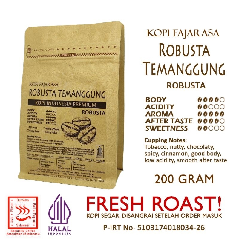 

Kopi Fajarasa Robusta Temanggung Biji Kopi Robusta 200 gram