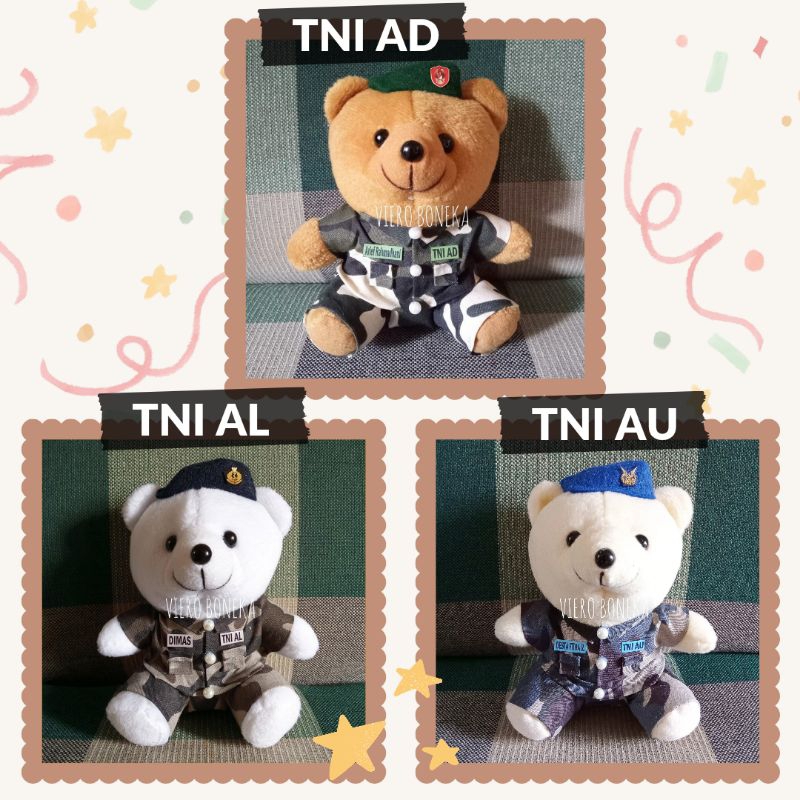 Boneka Kecil Profesi TNI AD AU AL Doreng Loreng Souvenir Kado Wisuda Pelantikan