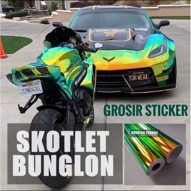 SKOTLET STIKER MOTOR BUNGLON CHROME PREMIUM TERBARU SKOTLET CROM BUNGLON STIKER MOTOR DAN MOBIL