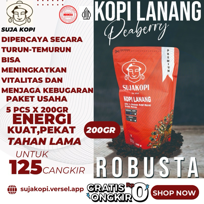 

Suja Kopi Java Peaberry Robusta Dampit 1kg Special - Sujakopi - roastbean biji kopi sangrai Murni 100% kopi lanang free madu dipercaya meningkatkan vitalitas tahan lama kuat dan percaya diri murni tanpa bahan pengawet