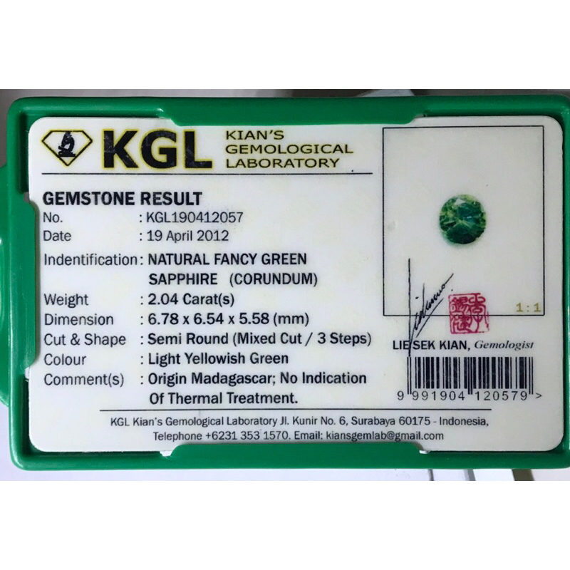 Natural Fancy Green Sapphire SAB3533