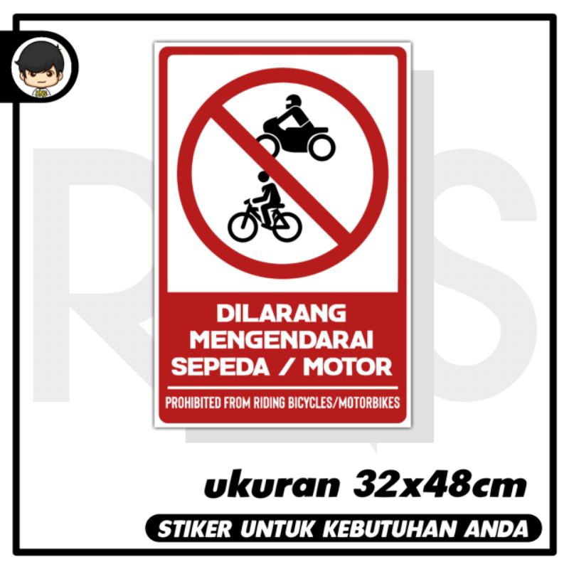 

Sticker dilarang mengendarai sepeda sticker rambu