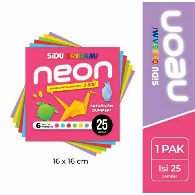 

Kertas Origami 16×16 / Kertas warna warni / Kertas Origami Neon Sidu