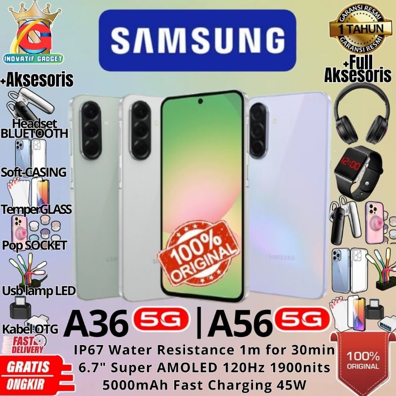 HP BARU SAMSUNG A56 5G | SAMSUNG A36 5G 12/256GB & 8/256GB RAM UPTO 24GB GARANSI RESMI 100% ORIGINAL