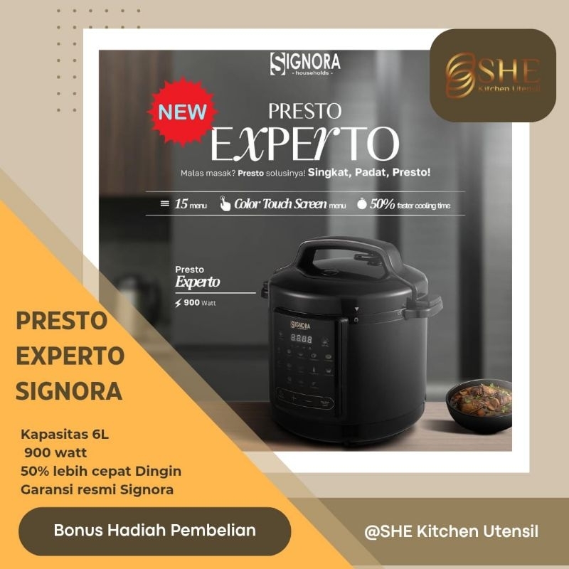Presto Experto Signora Pressure Cooker 6 Liter Panci Presto Listrik