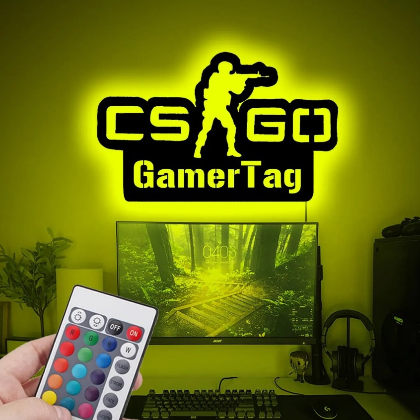 Hiasan Dinding Lampu Klasik FPS Kustom, dekorasi ruang permainan cs go