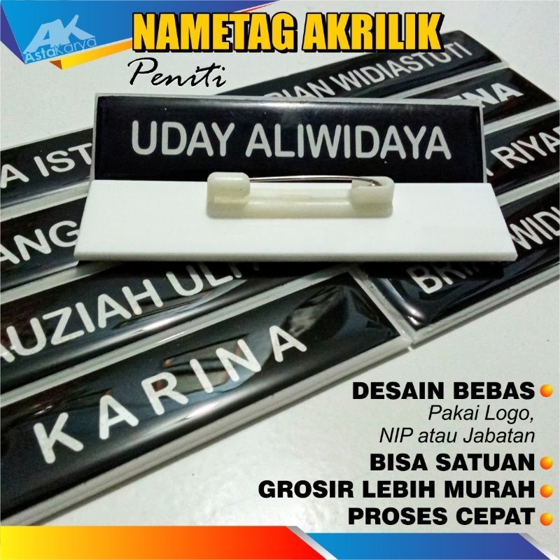 

Nametag / Papan Nama dada akrilik peniti custom