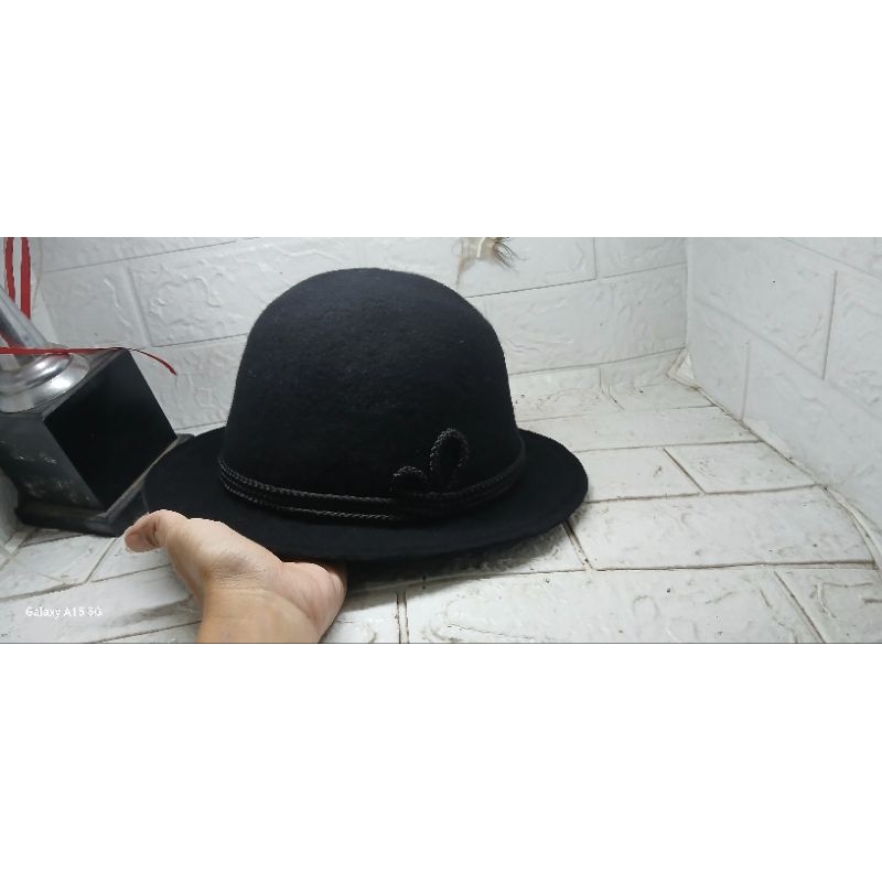 Topi laken bulat caplin asli wol topi laken bulat topi bulat  topi laken bowler topi pria dan wanita