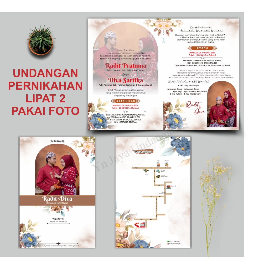 UNDANGAN PERNIKAHAN MURAH LIPAT 2 ESTETIK PAKAI FOTO