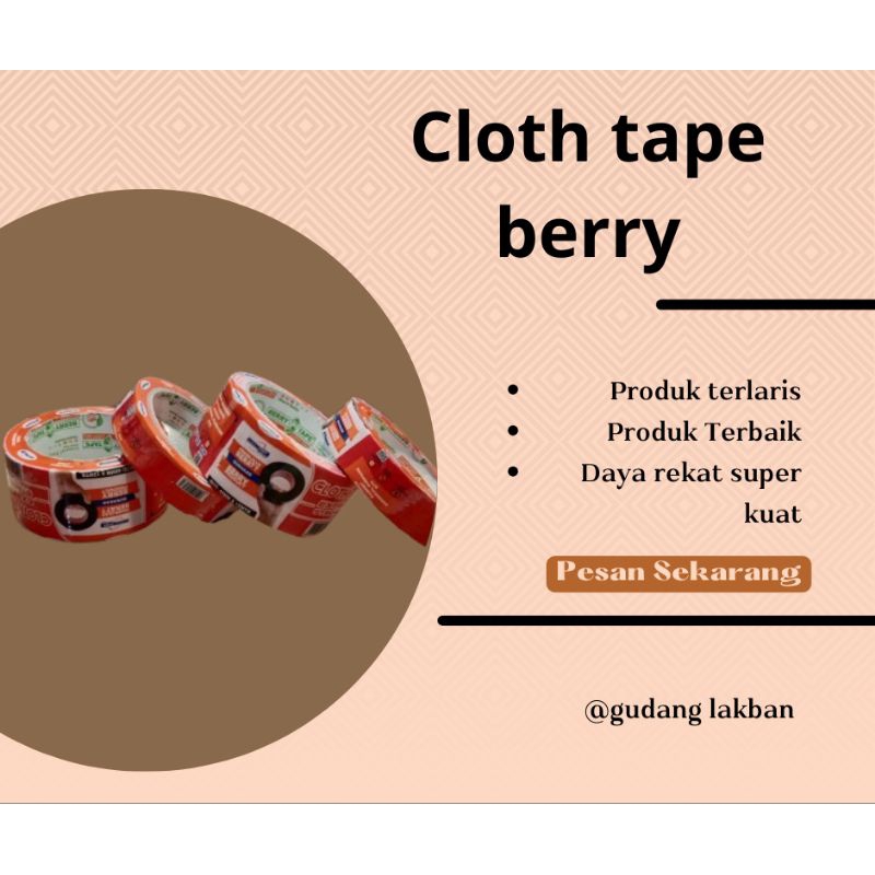 

CLOTH TAPE BERRY - WARNA MERAH -LAKBAN JILID-LAKBAN KAIN SUPER KUAT