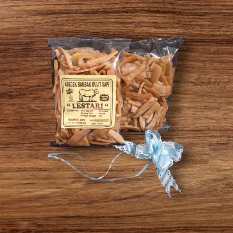 

lestari Krecek rambak kulit sapi/krupuk kulit mentah/krupuk kulit sapi varian stik lebar 500gram