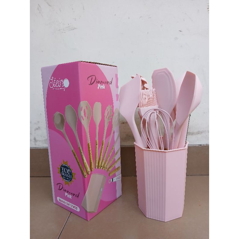Stein Cookware | Diamond Sutil Set Pink isi 12 Premium Silicone | FDA Certified
