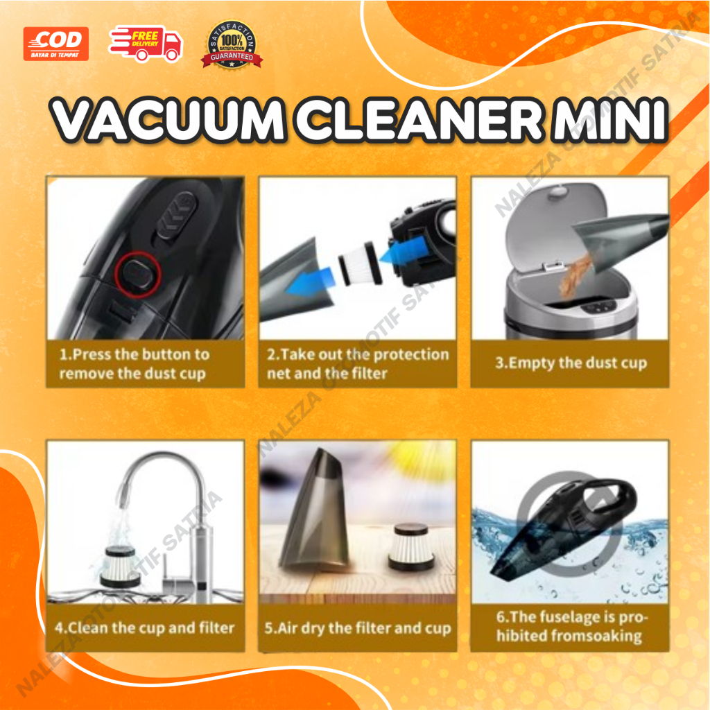 HOT SALE Vacuum Cleaner Mini Penyedot Debu - Vacuum Cleaner Mini Mobil Efisien & Daya Sedot Kuat