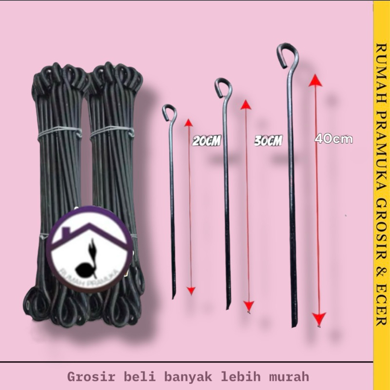 Pasak Tenda Besi / Pasak Tenda Pramuka 20cm 30cm 40cm