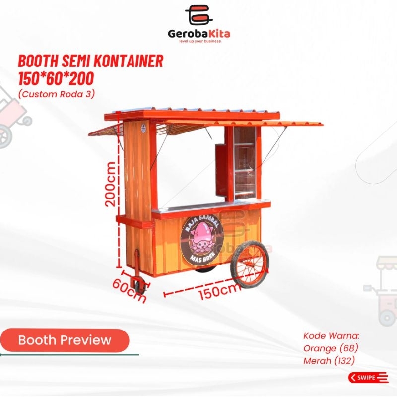 booth semi kontainer roda 3 custom etalase