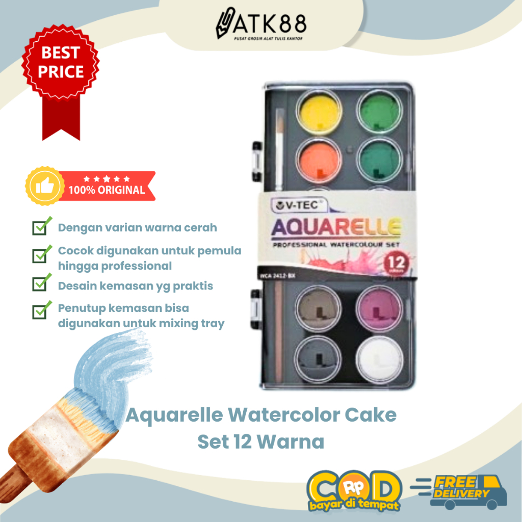

[ATK88] Cat Air Watercolour Cake 12 Warna V-Tec Aquarelle