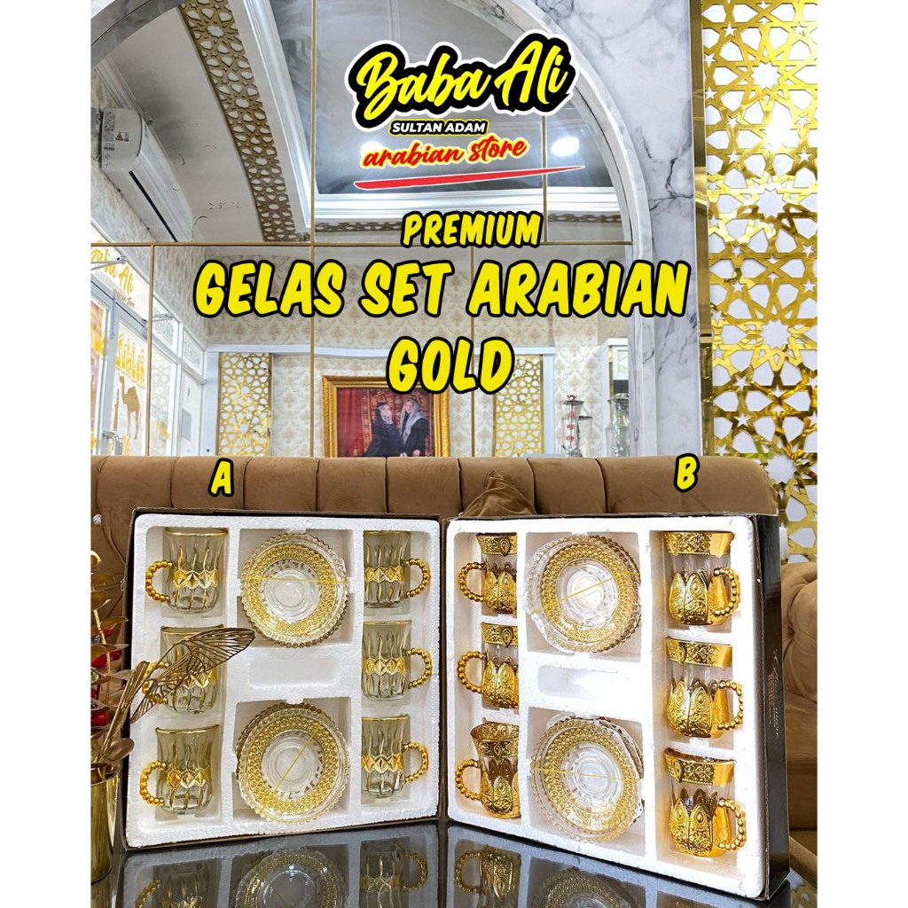 GELAS SET TATAKAN ARABIAN GOLD