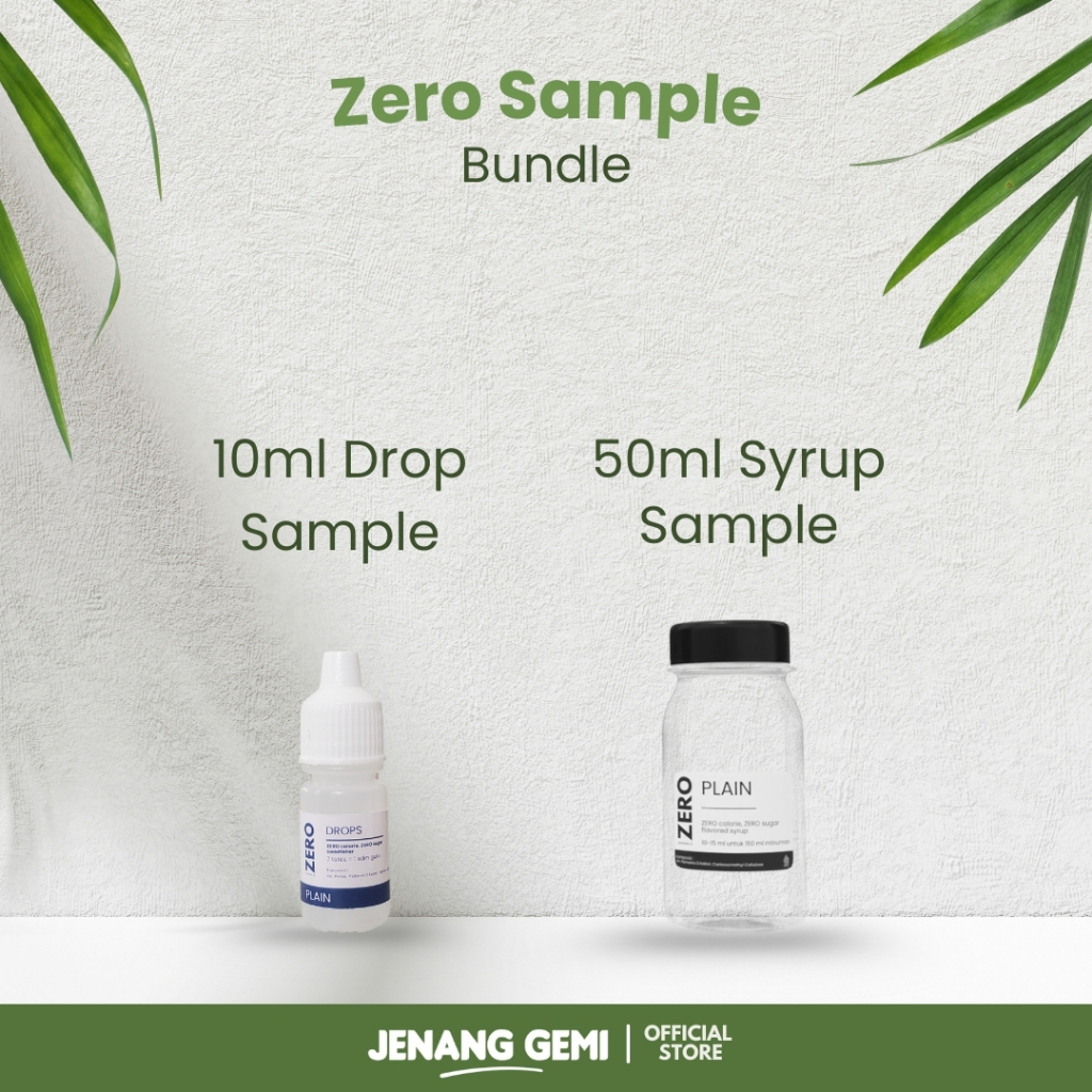 

Zero Sample BUNDLE 50ml Syrup, 10ml Drops PLAIN | ZERO GULA | ZERO KALORI | SUGAR FREE | ZERO CARB