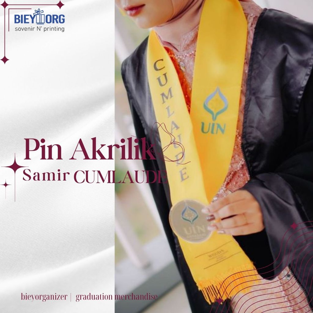 PAKET PIN AKRILIK RESIN + SAMIR CUMLAUDE SATIN SAMIR/KALUNG WISUDA SATIN
