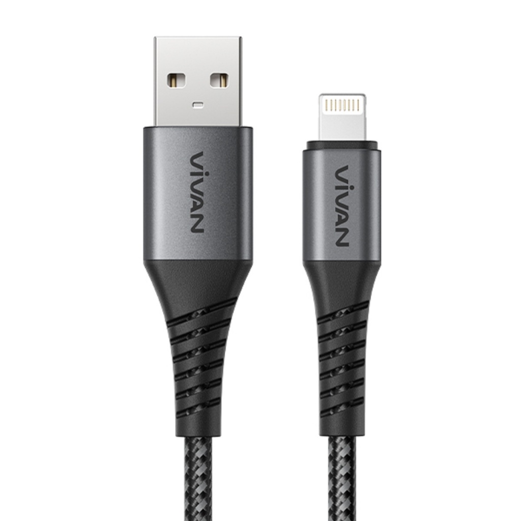 VIVAN VDUAL100 Kabel Data Lightning iPhone Original Fast Charging 2.4A 100CM Kabel Charger iPad Nylo