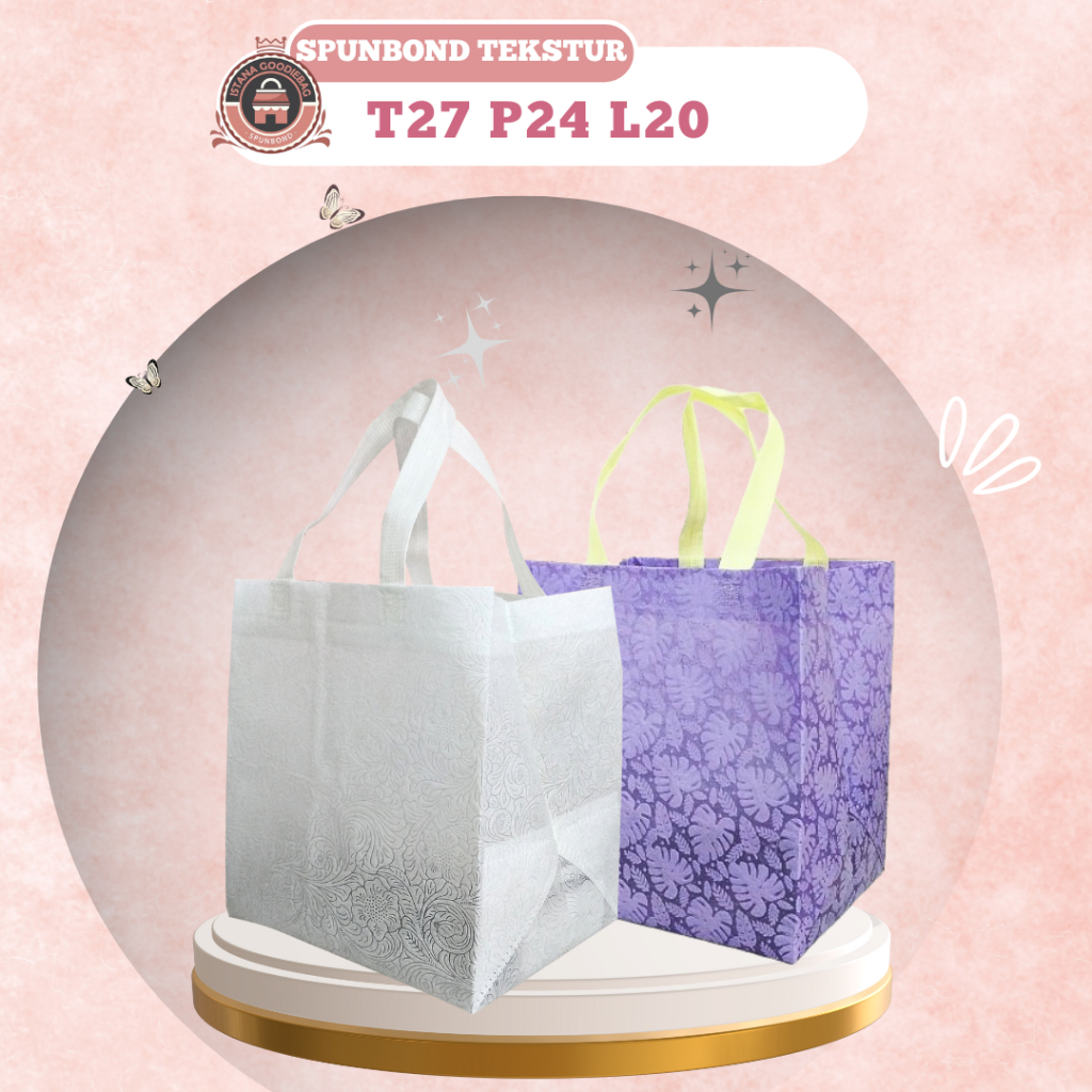 

[EMBOSS] Tas Nasi Kotak 20x20 | Nasi Box 20x20 | Tas Berkat Hajatan Spunbond Textur Uk. 27x24x20