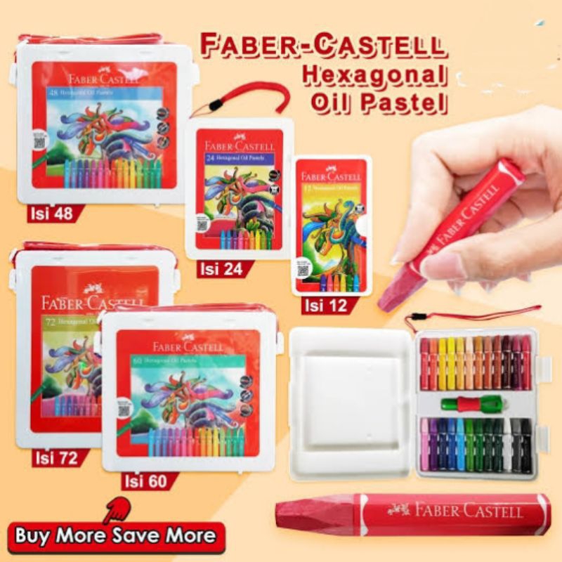 

FABER CASTELL HEXAGONAL OIL PASTEL COLOR CRAYON SET 12 24 48 60 72 WARNA KRAYON MINYAK BOX TAS PUTIH
