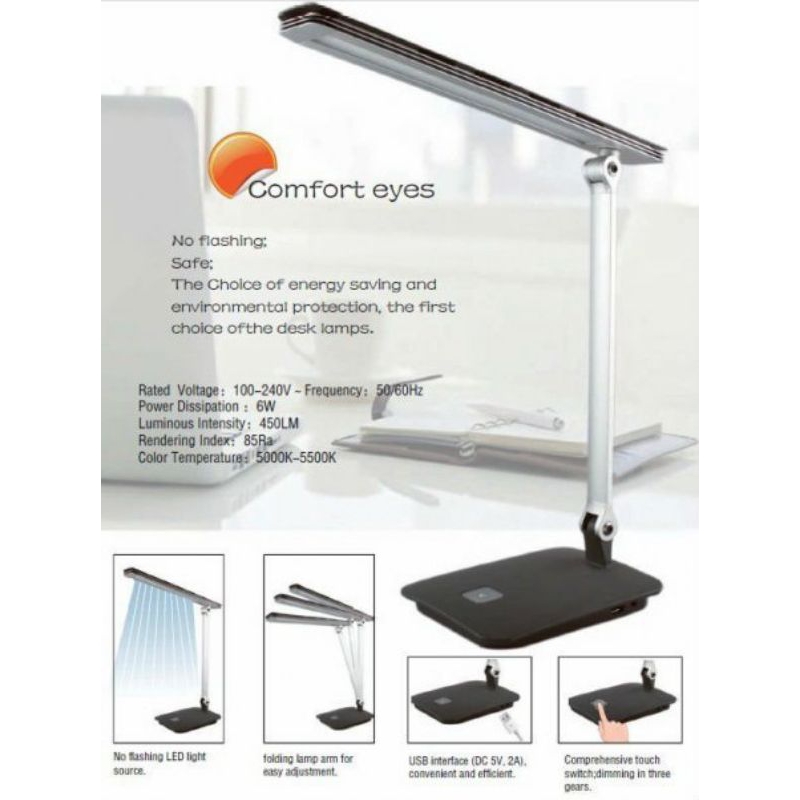 lampu meja lampu belajar dimmer  led