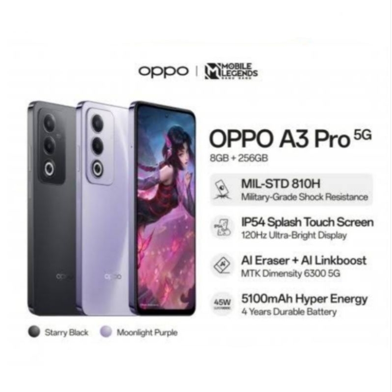 HP OPPO A3 PRO 5G 8/256 GB - OPPO A3 PRO 5G RAM 8GB ROM 256GB RESMI