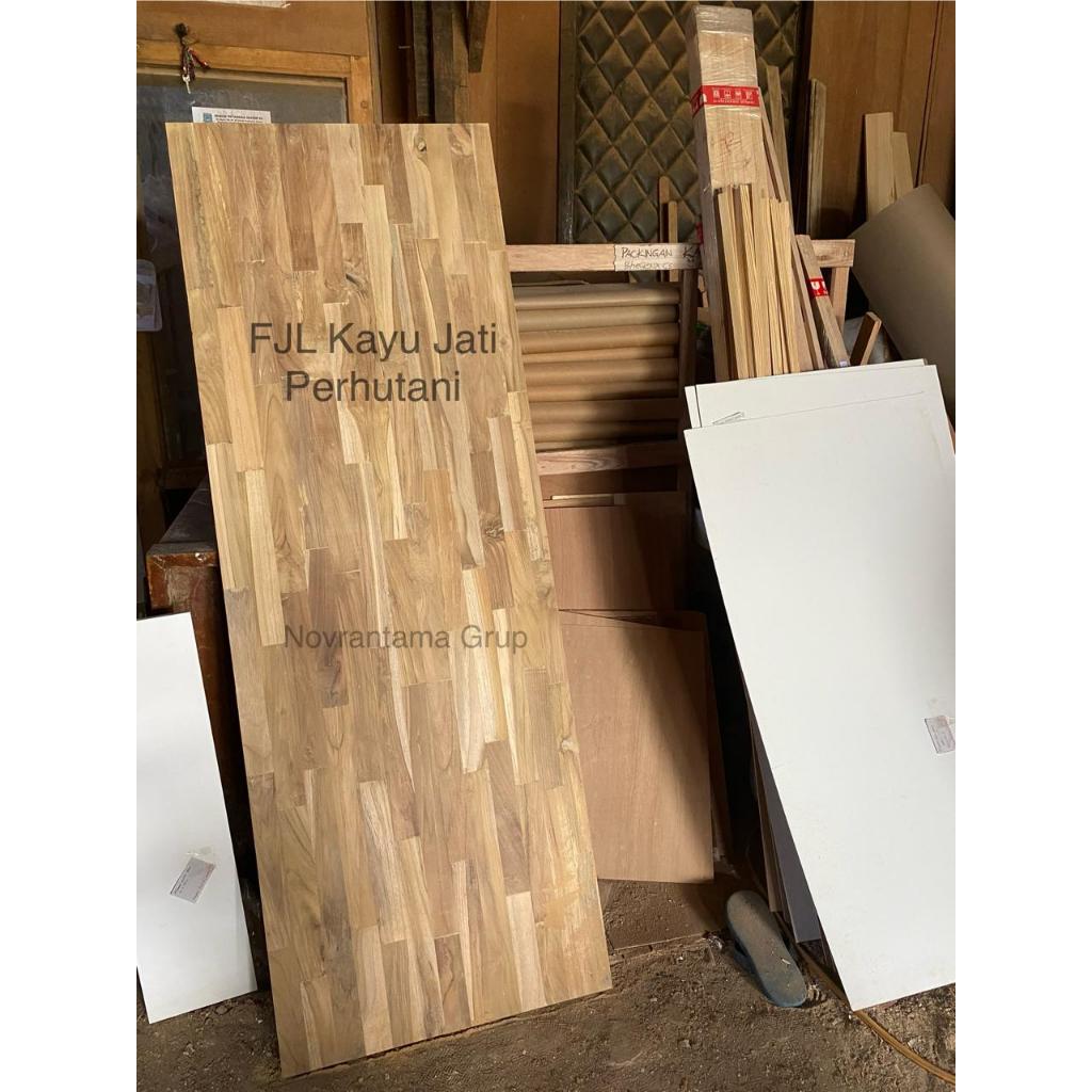 Papan FJL kayu Jati Perhutani TPK Top Table FJL Kayu Jati 1,8x40x30cm