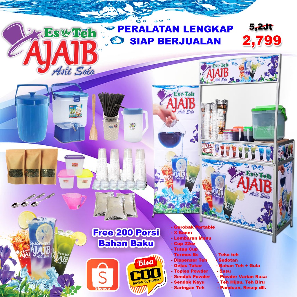 

TEH AJAIB PAKET 4 SIAP JUALAN, BAHAN 600 PORSI TANPA MESIN SEALER
