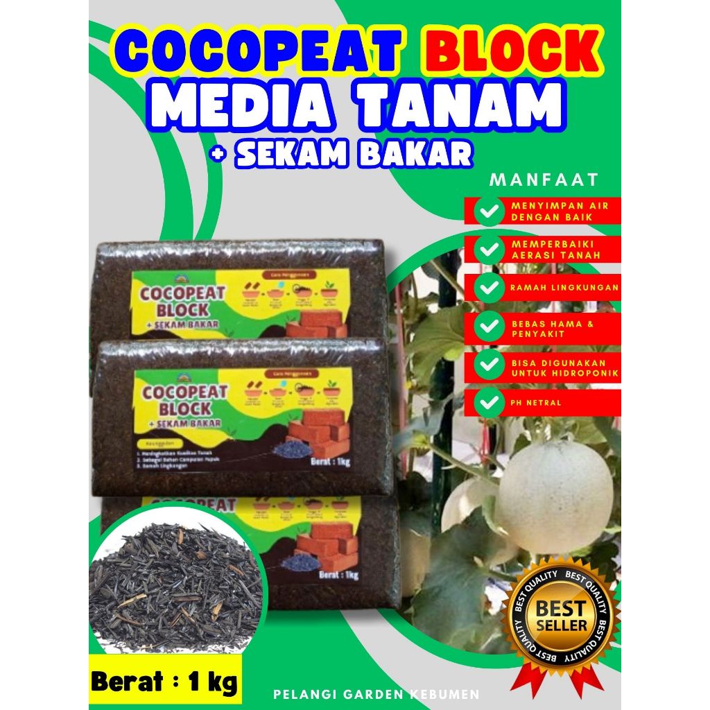 DIJAMIN ASLI  Cocopeat Media Tanam, Cocopeat Media Tanam 1Kg, Cocopeat Media Tanam Block