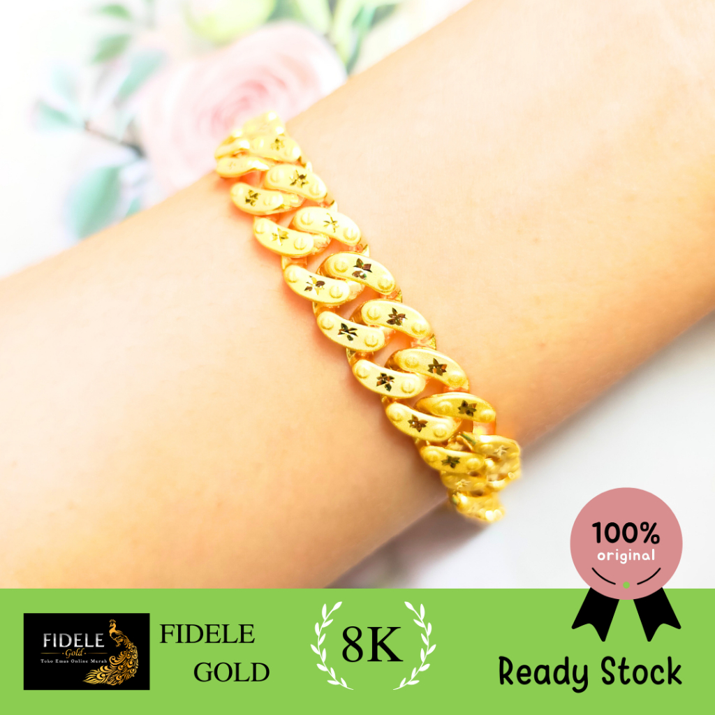 Gelang lipan sisik naga fashion wanita emas asli kadar muda 375
