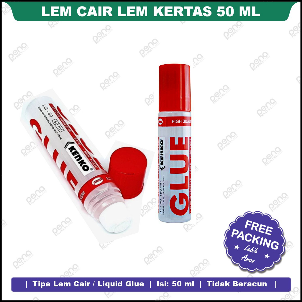 

Lem Cair Kenko 50 ml LG-50 Liquid Glue Tutup Merah Lem Kertas Serbaguna Per Pcs