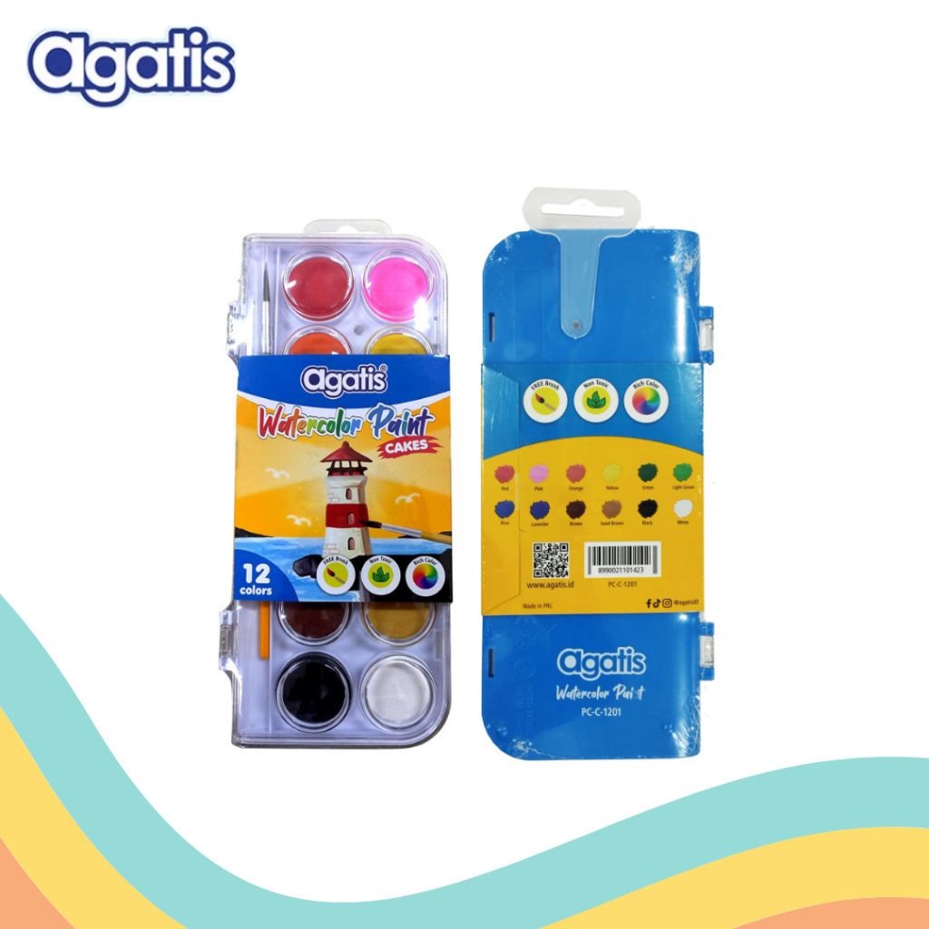 

12 pcs Cat Air Watercolor Paint Cakes 12 Colours PC-C-1201 Agatis